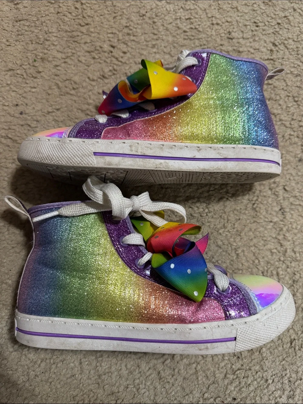 Nickelodeon Jojo Siwa Glitter High-Top Sneakers w Iridescent Toes Girls